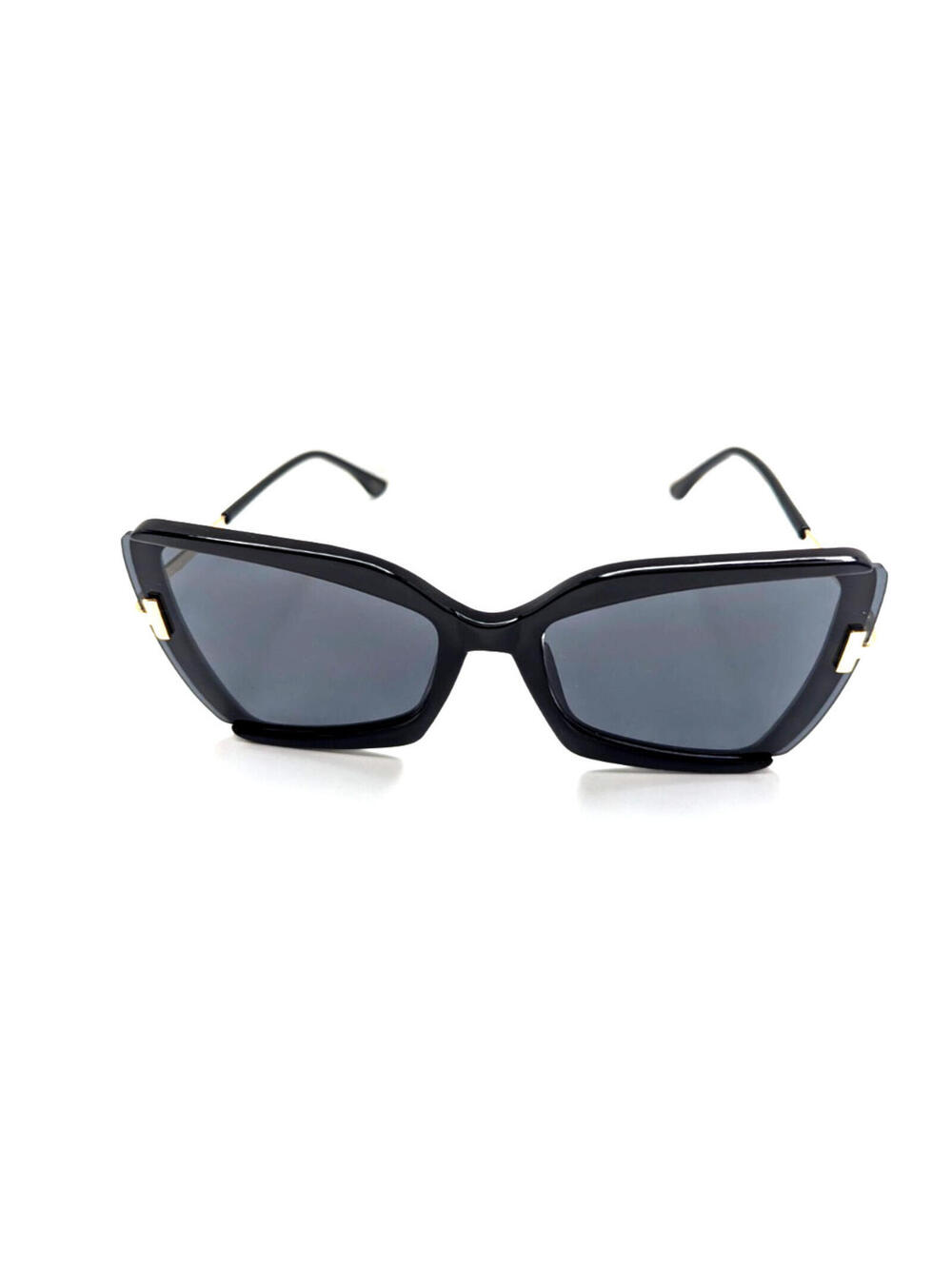 Dark Gray Lens Black Oversized Cat Eye Frame Women’s Sunglasses